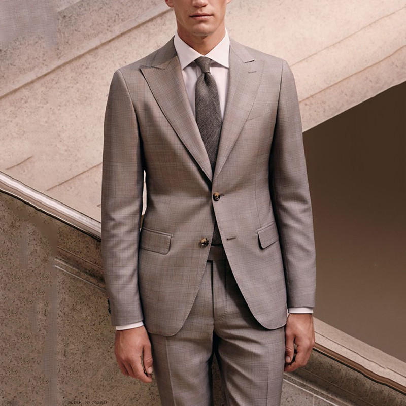 scabal/世家宝【全定制】戗驳领格子花纹西服套装 男装定制