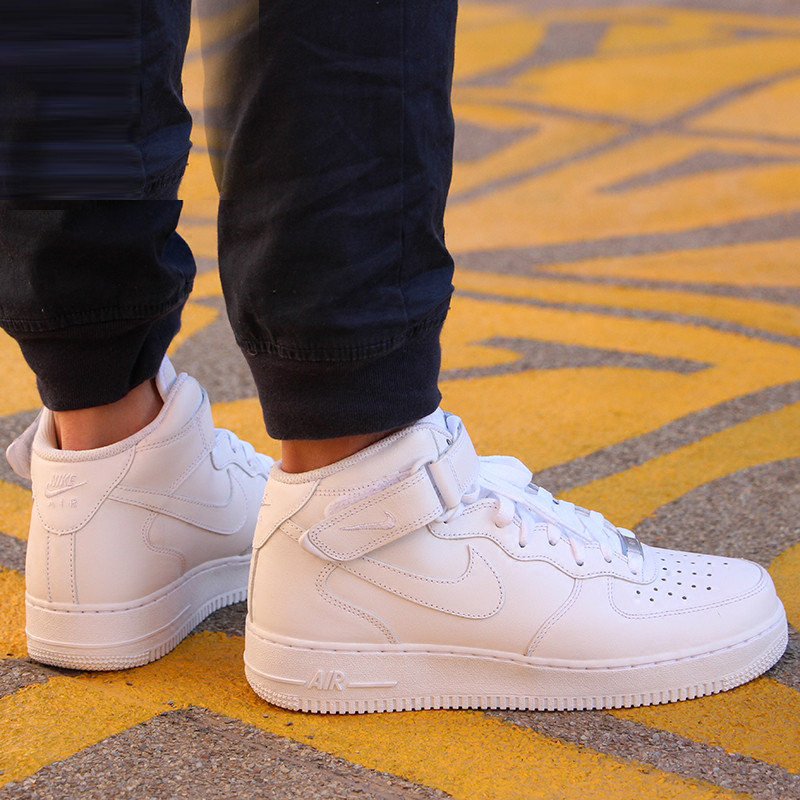nike air force 1 mid af1 纯白中帮板鞋 空军一号 男鞋315123-111