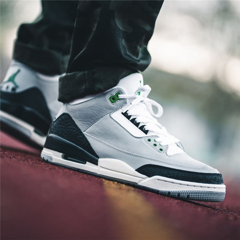 air jordan 3 aj3情侣叶绿素 手稿 灰绿篮球鞋 136064-398614-006