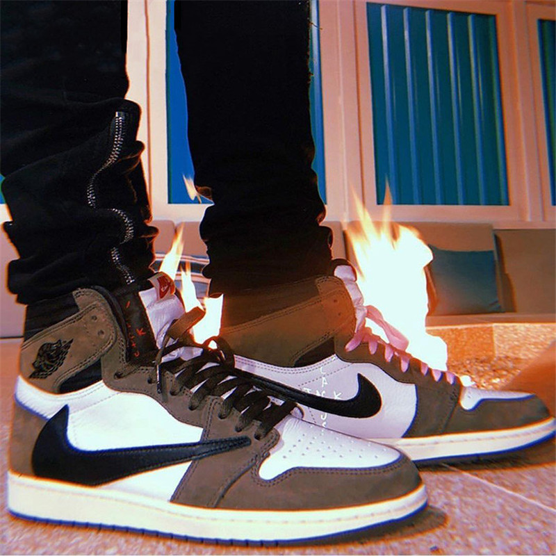 air jordan 1 x travis aj1 倒钩 鬼脸深棕ts联名男鞋 cd4487-100