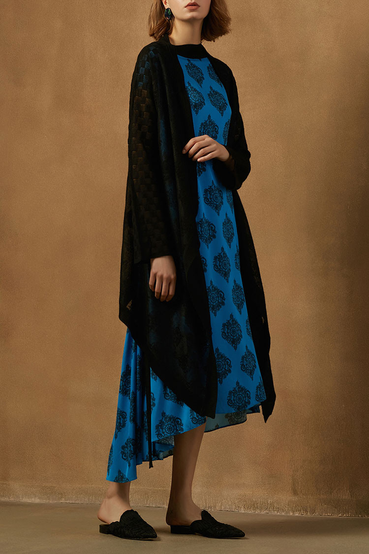 zhuchongyun/朱崇恽宫廷风复古印花女士连衣裙