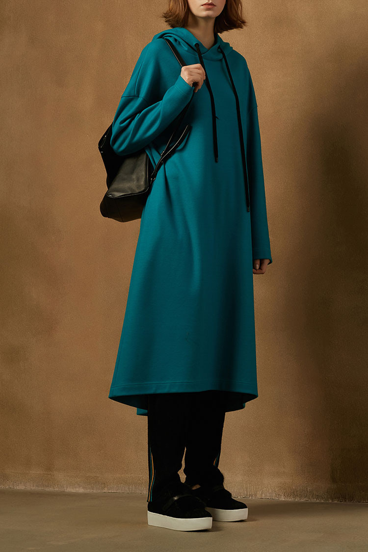 zhuchongyun/朱崇恽连帽卫衣女士连衣裙