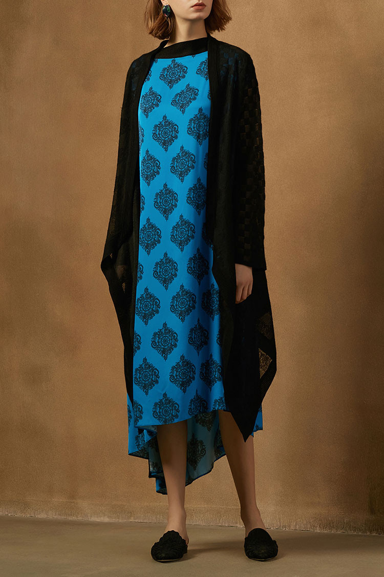 zhuchongyun/朱崇恽宫廷风复古印花女士连衣裙