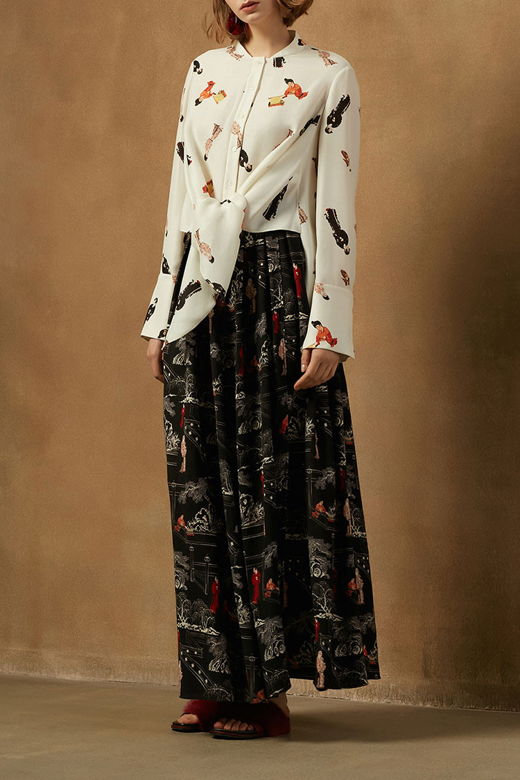 【18秋新品】 zhuchongyun/zhuchongyun/朱崇恽 仕女印花女士半身裙