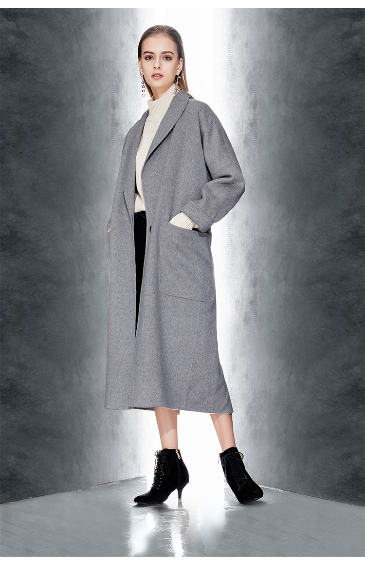 11可用券】【18秋冬】【定制】adoritz/阿朵丽兹 经典灰色纯羊绒直身