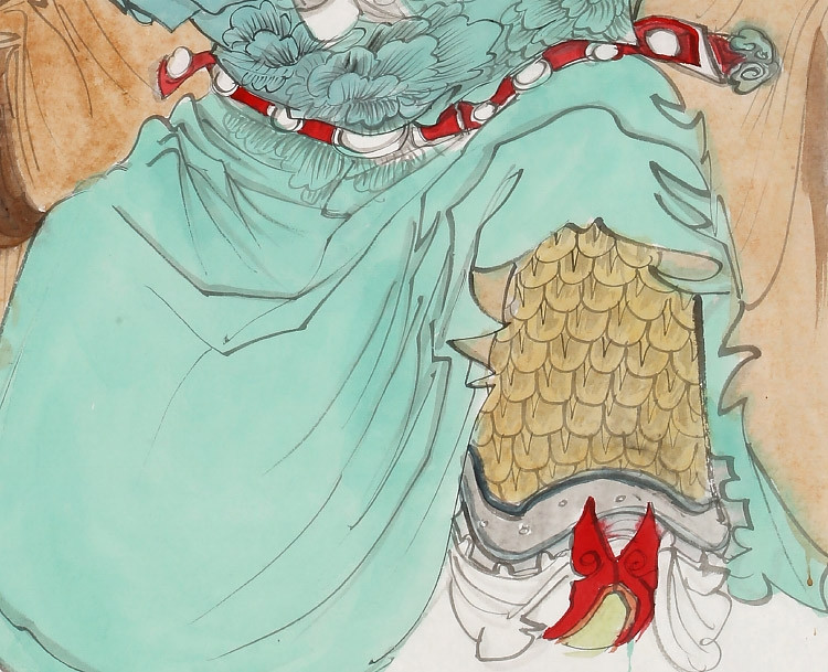 曹建涛 《关帝圣君像》 独具特色水墨人物画家/68x136cm/传统水墨