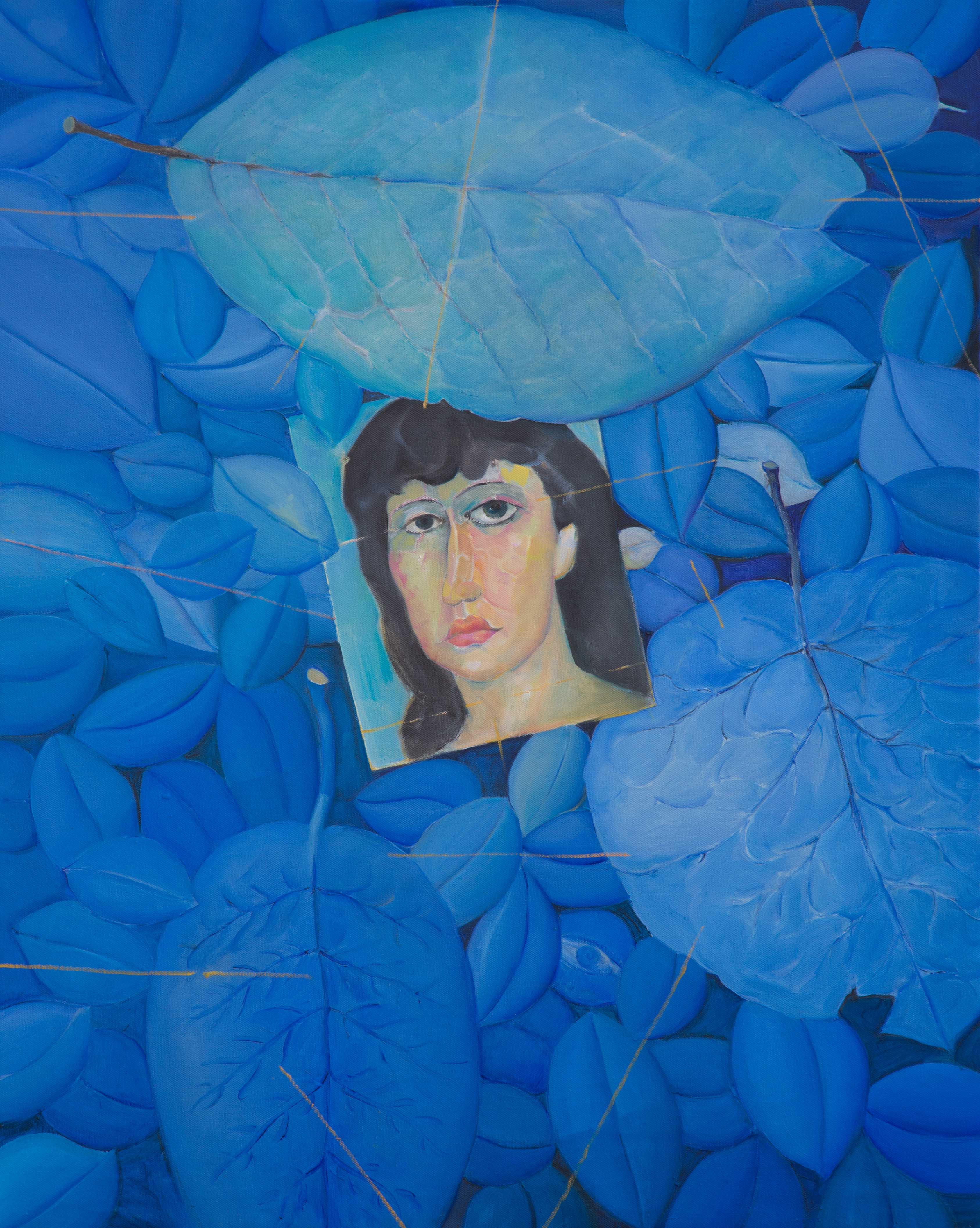 蓝忧花/80x100cm/油画