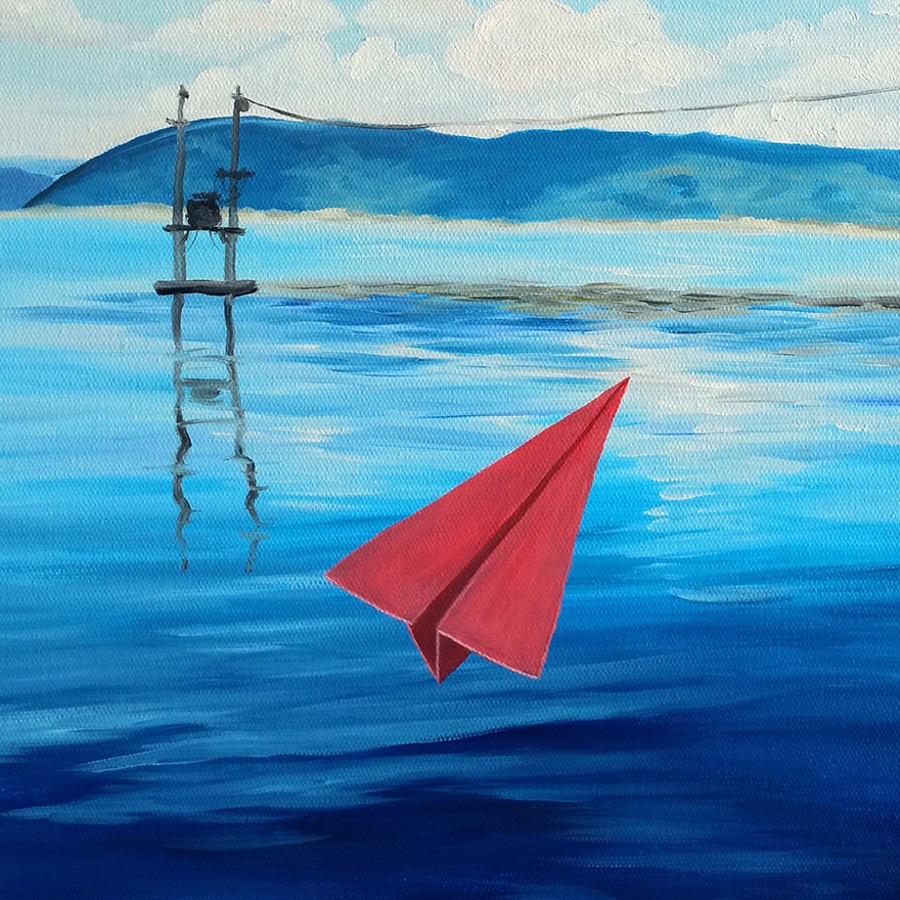 吴小慧《纸飞机》/60x50cm/油画