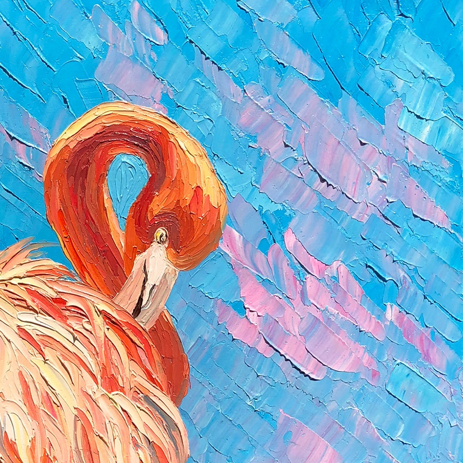 魏欣《火烈鸟-1》/50x50cm/油画