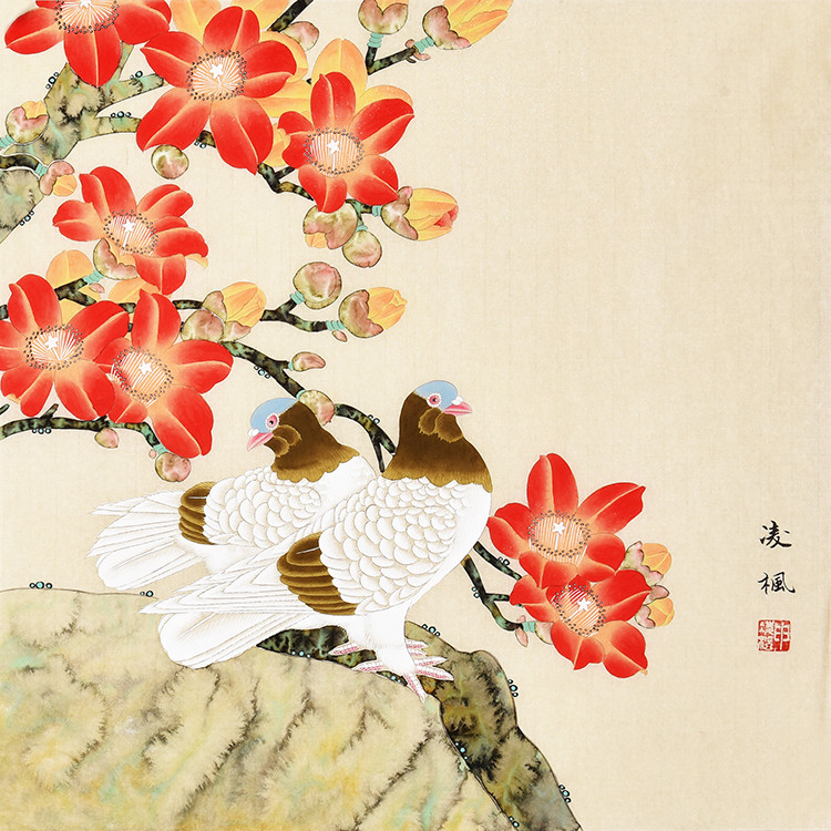 工笔 申凌枫《鸿运来》64×64cm/64cmx64cmcm/传统水墨