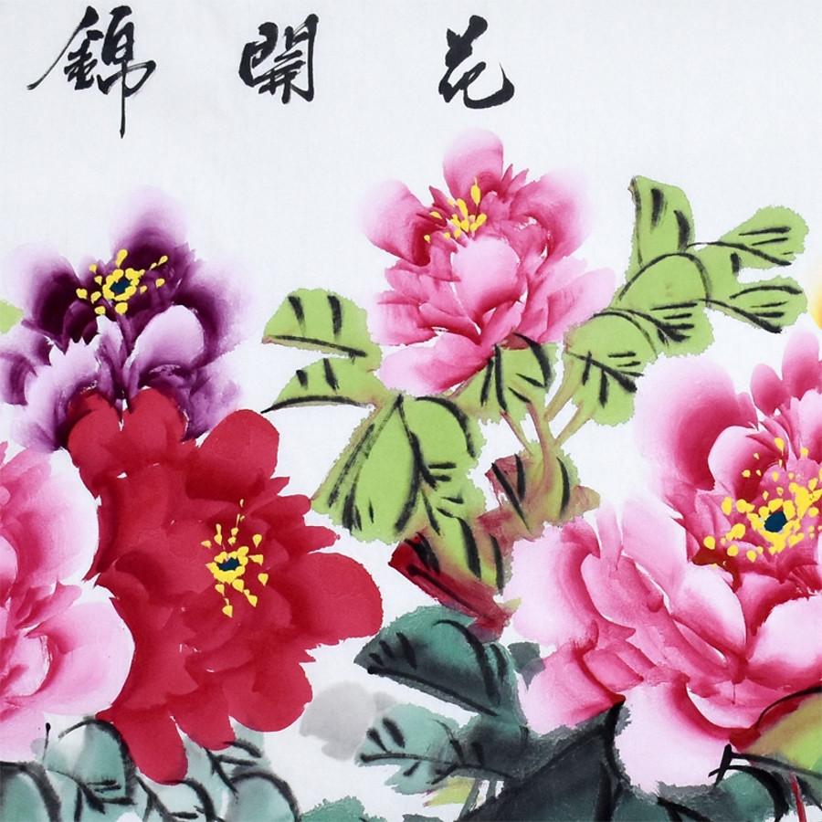 宋英伯《花开锦绣》/136cmx68cmcm/传统水墨