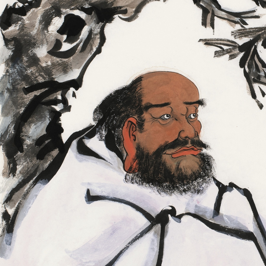 南台静坐一炉香/68x137cm/传统水墨