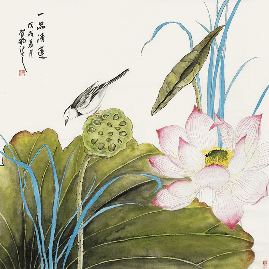 订制 戴习初 《一品清莲》/68x68cm/传统水墨