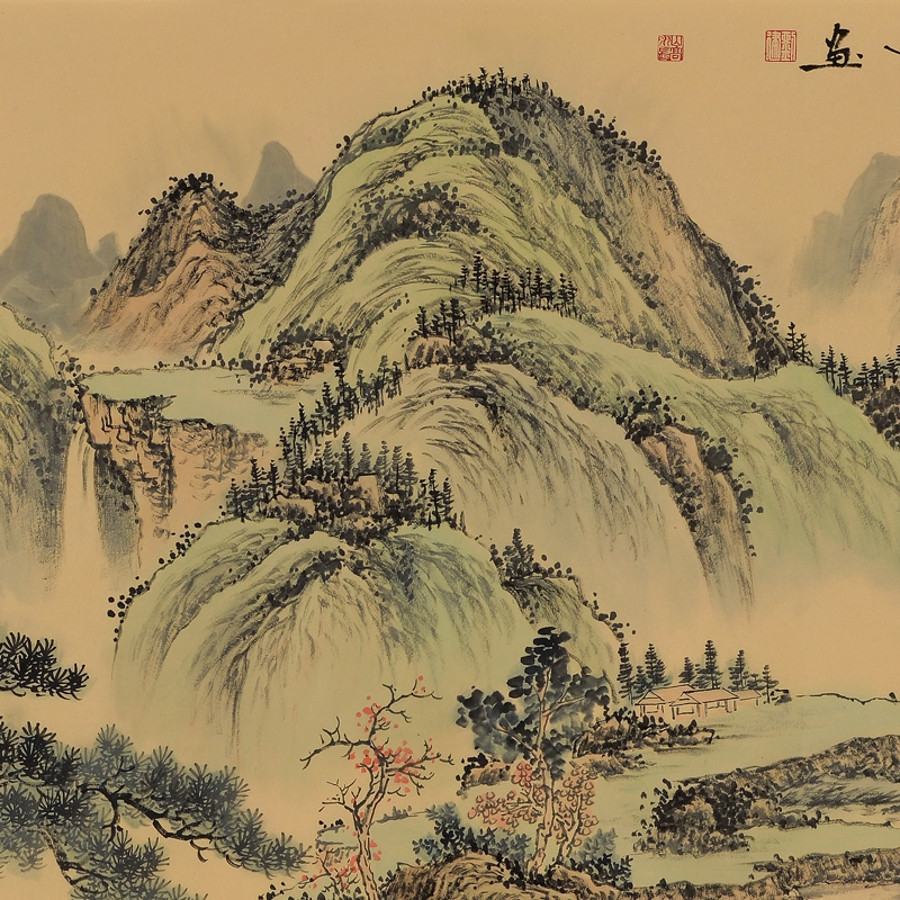 江山秀丽美如画/180x70cm/传统水墨