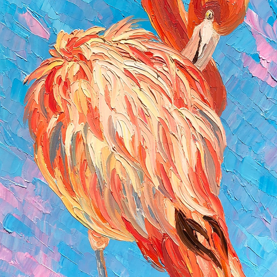 魏欣《火烈鸟-1》/50x50cm/油画