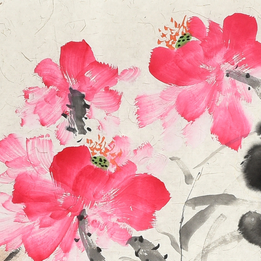 陈墨斗《别样红》 /180x97cm/传统水墨