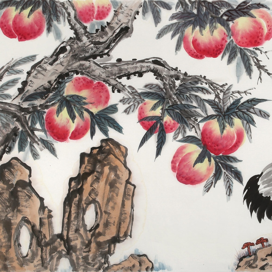 订制 朱祖义 《鹤寿延年》/137x69cm/传统水墨