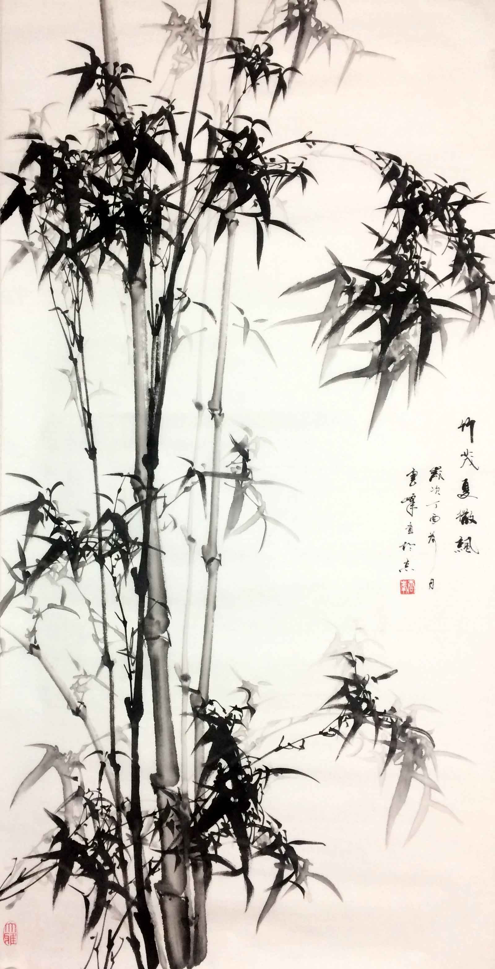 【secoo art寺库艺术 传统水墨单幅作品】竹茂夏微风/69x138cm/传统