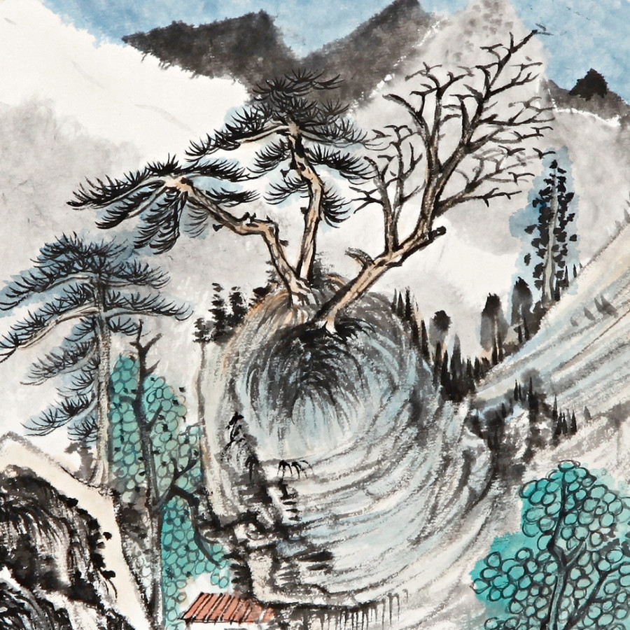订制 代自来《山居之二》/33x33cm/传统水墨