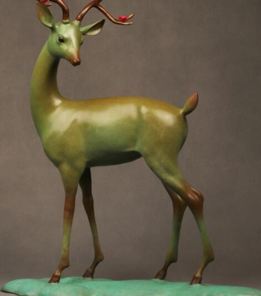 喜鹿桃源/铜/雕塑