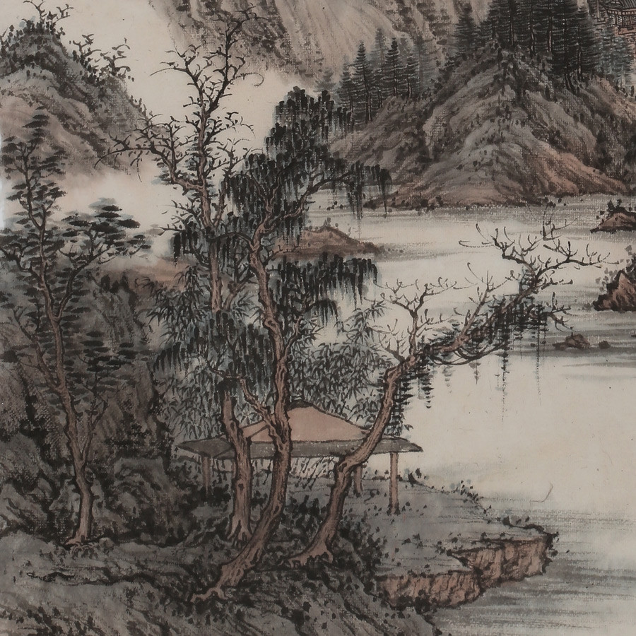 吴显刚 《山居图》 山水/44x88cm/传统水墨