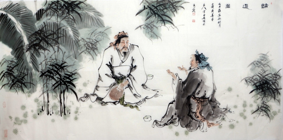 官春英《论道图》/136x68cm/传统水墨