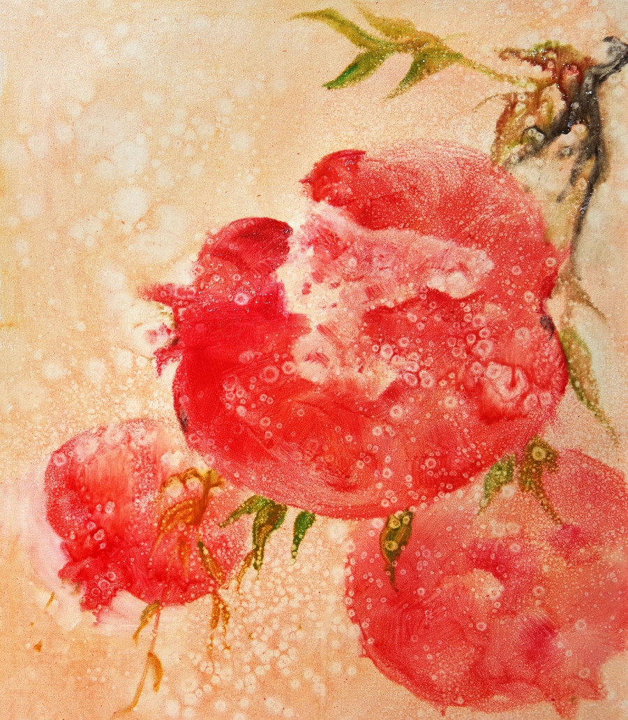 宋燕《石榴图》/50x60cm/油画