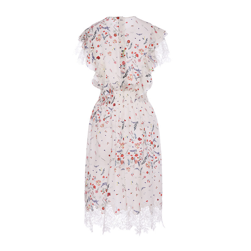 ermanno scervino/依玛诺 诗维诺19春夏新品米白色碎花女士连衣裙cnd