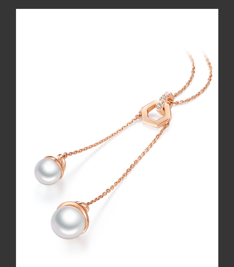 chow tai seng/周大生设界珍珠项链玫瑰金钻石珍珠锁骨链
