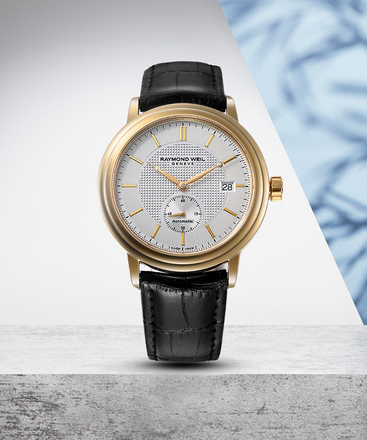 raymond weil/蕾蒙威经典大师系列黑色皮带自动机械男表2838-pc-65001