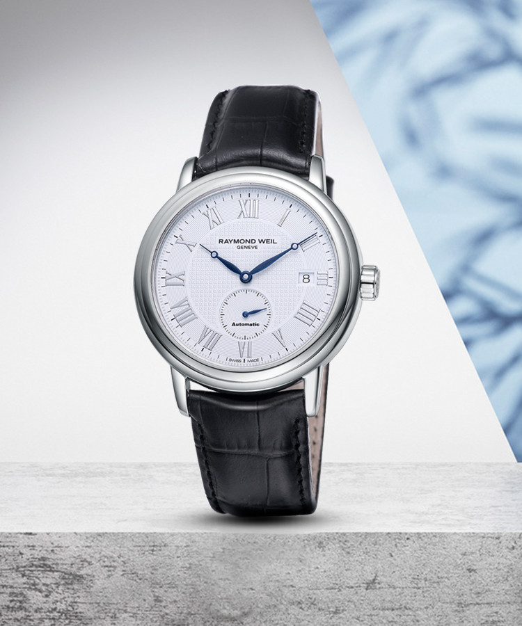 raymond weil/蕾蒙威经典大师系列牛皮自动机械男表2838-stc-00308