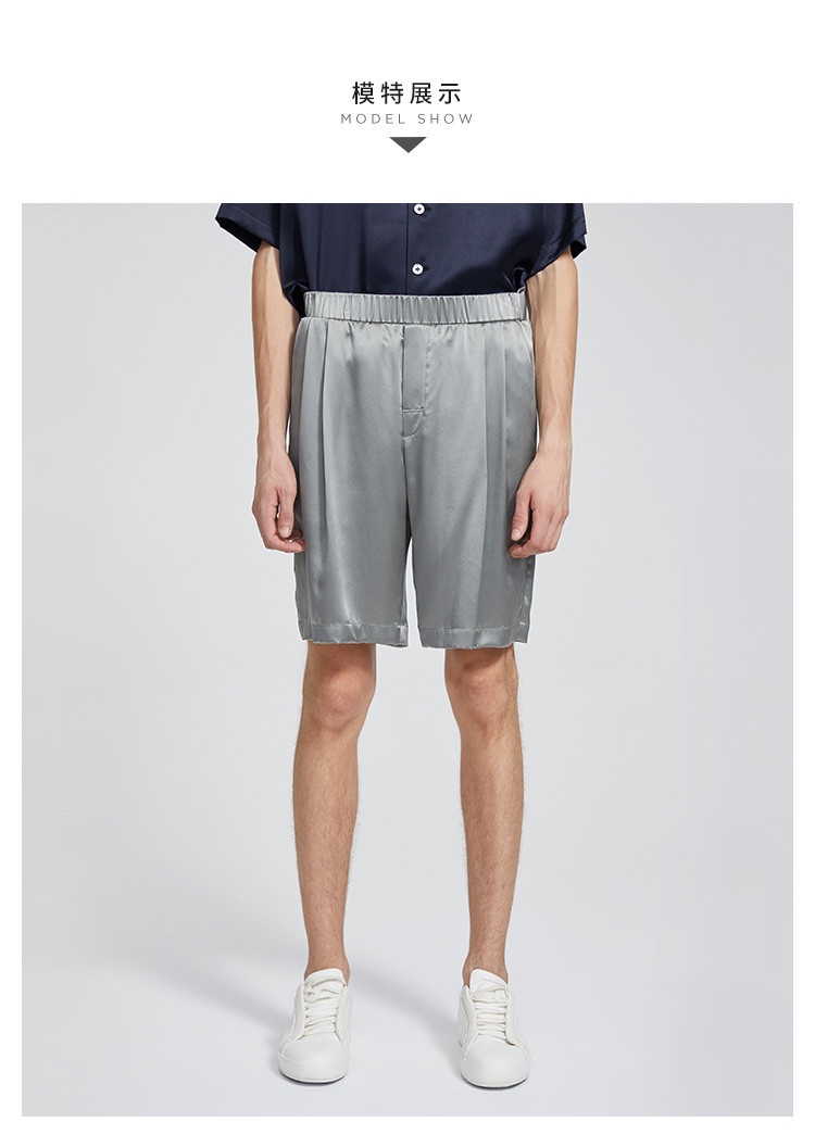 男士短裤magmode名堂夏季新男装真丝松紧短裤空气感复古运动休闲短裤
