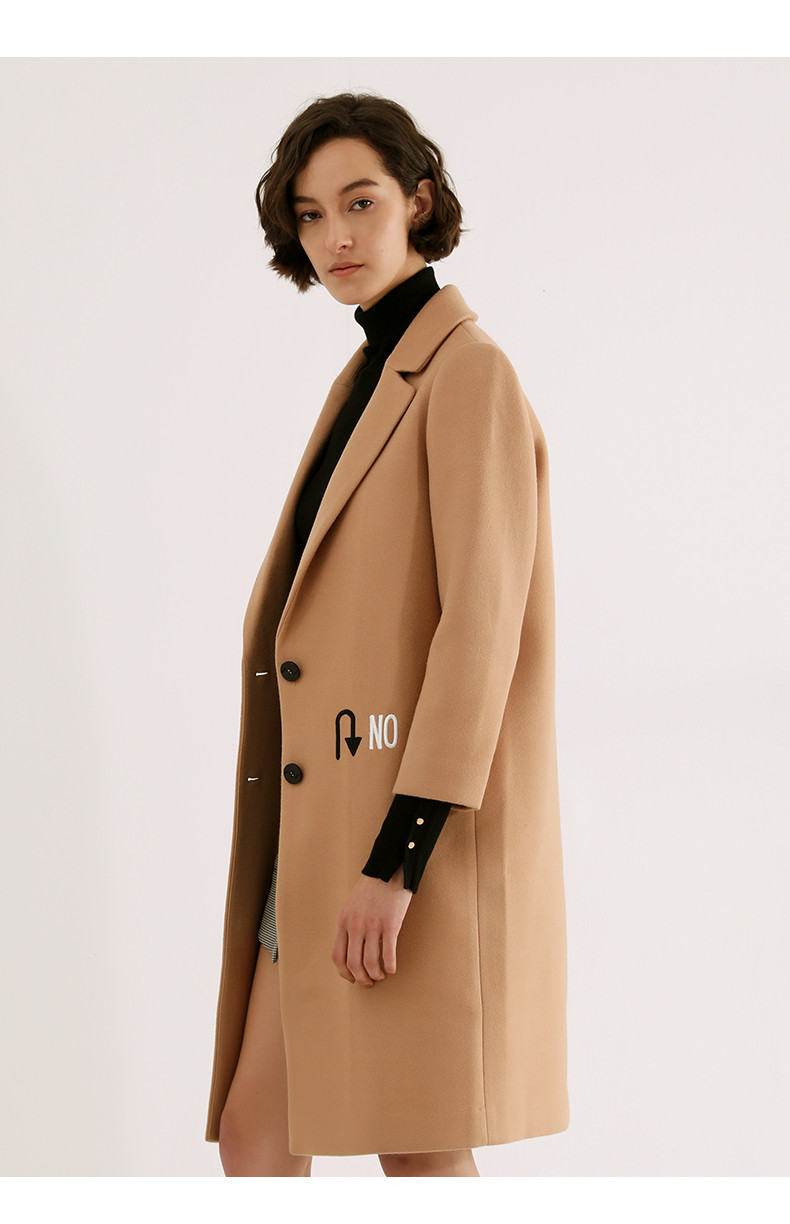 tatu/她图宽松显瘦中长款英伦羊绒毛呢女士大衣