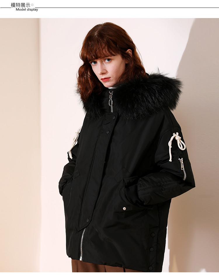 tatu/她图冬款韩版大毛领宽松百搭加厚女士羽绒服