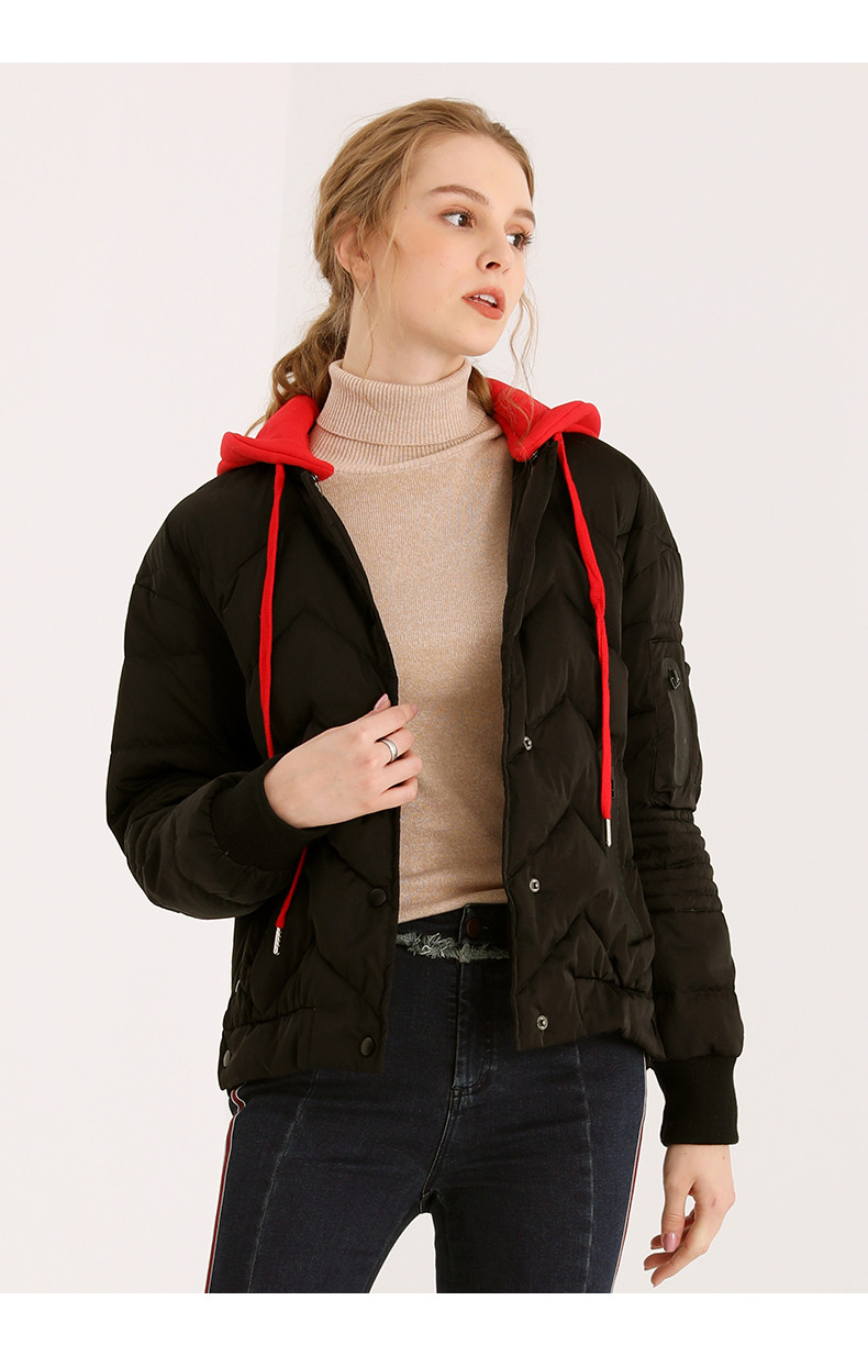 tatu/她图新款女士羽绒服韩版拼接连帽保暖基础短款羽绒服