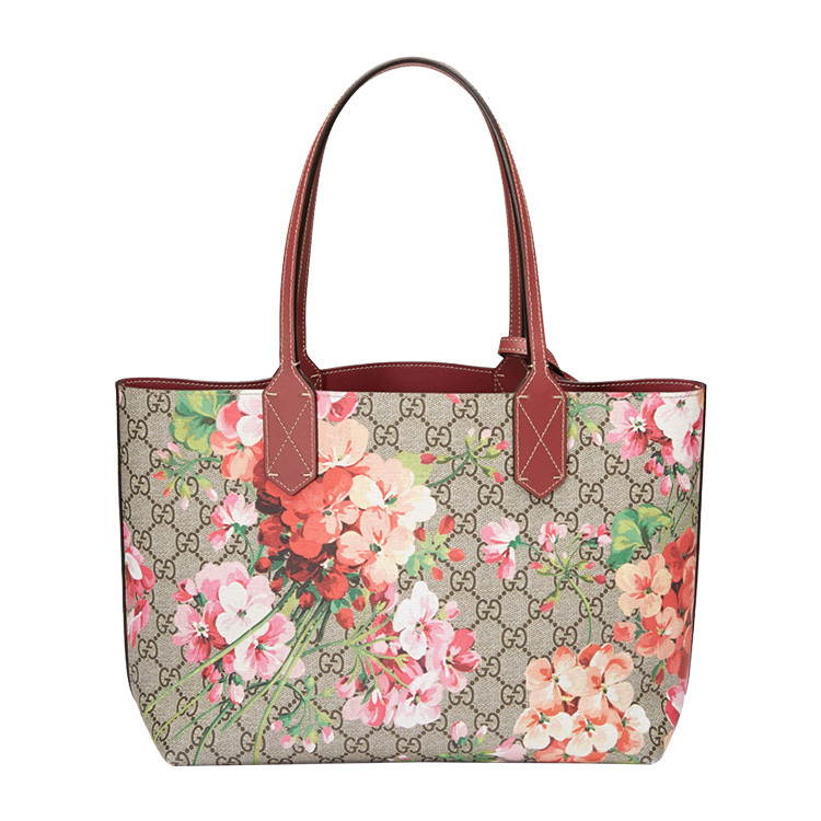 gucci/古驰 新款双面 gg 花卉印花小号彩色女士牛皮单肩包#372613 cu