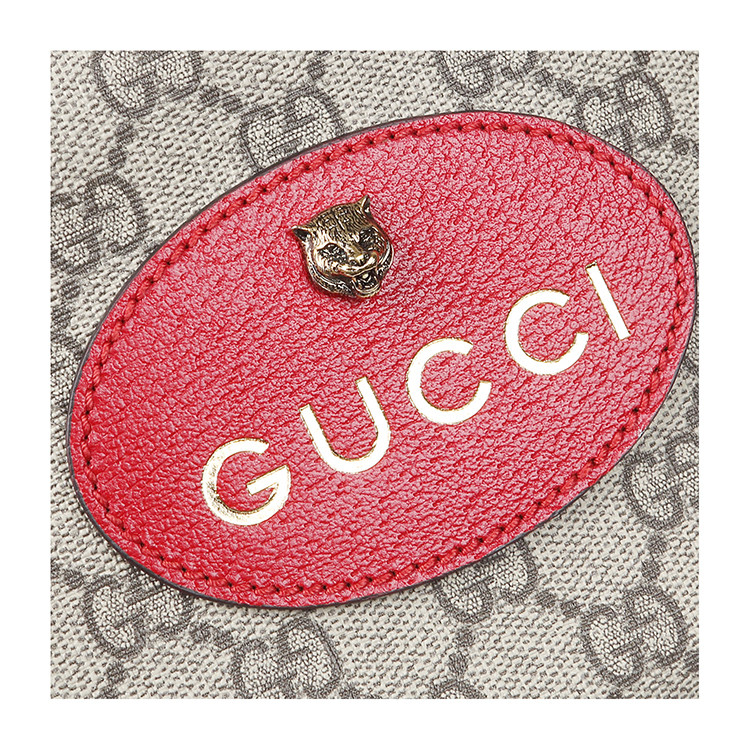 gucci/古驰 supreme系列金属猫头经典色pvc/配皮女士单肩包#476466