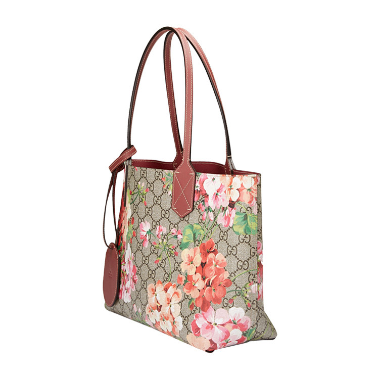 gucci/古驰 新款双面 gg 花卉印花小号彩色女士牛皮单肩包#372613 cu