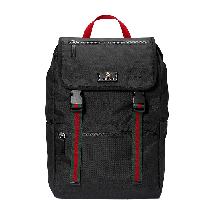 gucci/古驰 虎头标点罪织带细节嗨森尼龙男士双肩包#450982 k1ngx