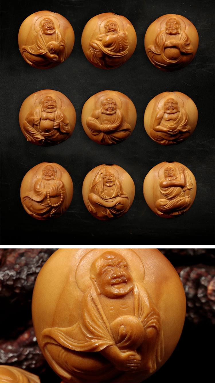 zhouchunyi/周春毅 周春毅本工 浮雕十八罗汉 核雕手串 1串 2.8*2.4cm