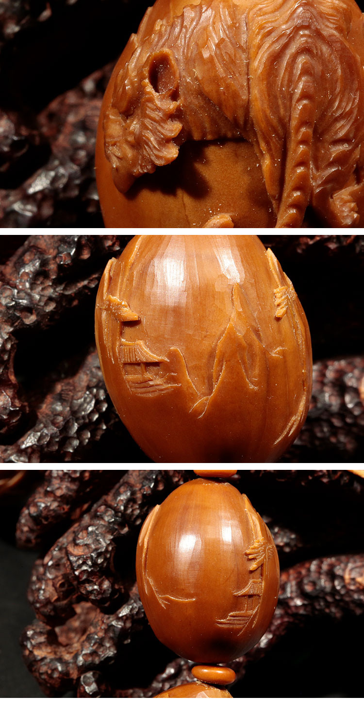 zhouchunyi/周春毅 周春毅本工 老虎 核雕手串 1串 2.1*2.6cm