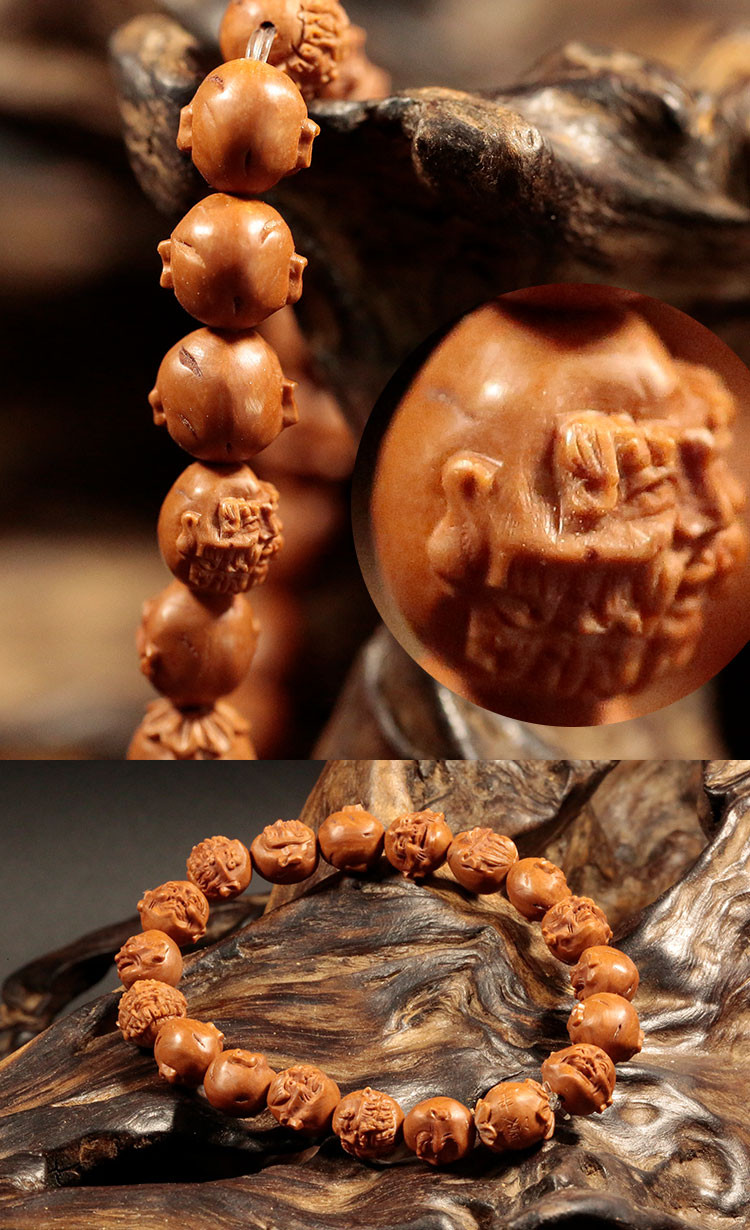 zhouchunyi/周春毅 周派工作室 单面十八罗汉 核雕手串 1串 1.0*1.0cm