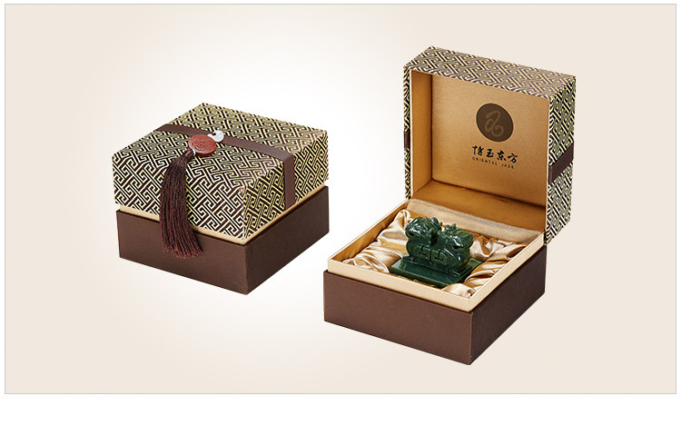 和田玉(青玉)瑞兽呈祥玉玺 办公室家居摆件 商务礼品 附证书精美包装