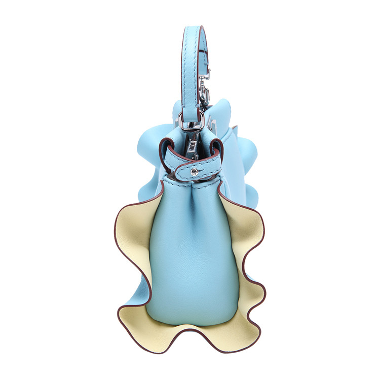 fendi/芬迪羊皮材质波纹花边装饰女士单肩包