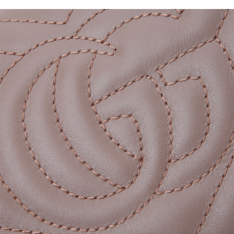 gucci/古驰ggmarmont系列牛皮革材质波浪纹车缝线配金属双glogo装饰