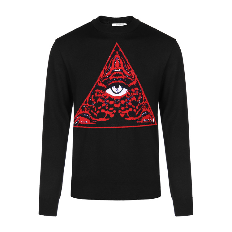 givenchy/纪梵希黑色三角恶魔眼图案男士针织衫/毛衣 断码