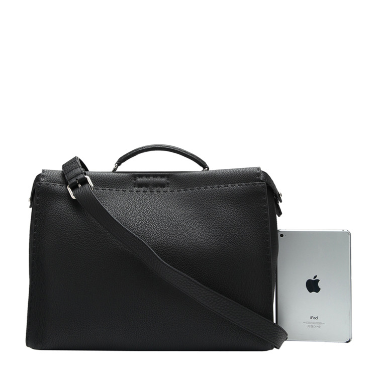 fendi/芬迪 牛皮纯色男士电脑包单肩包手提包