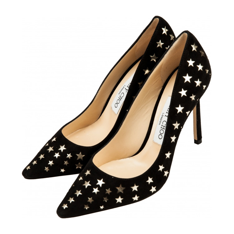 jimmychoo/周仰杰麂皮材质星星图案女士高跟鞋