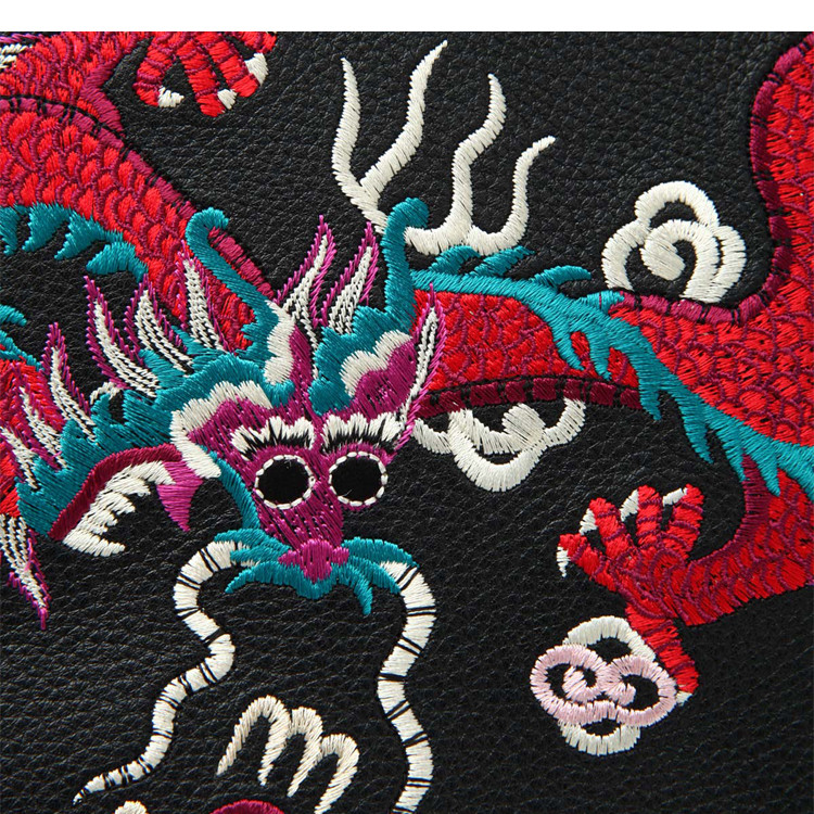 gucci/古驰牛皮刺绣中国龙图案装饰男士手拿包