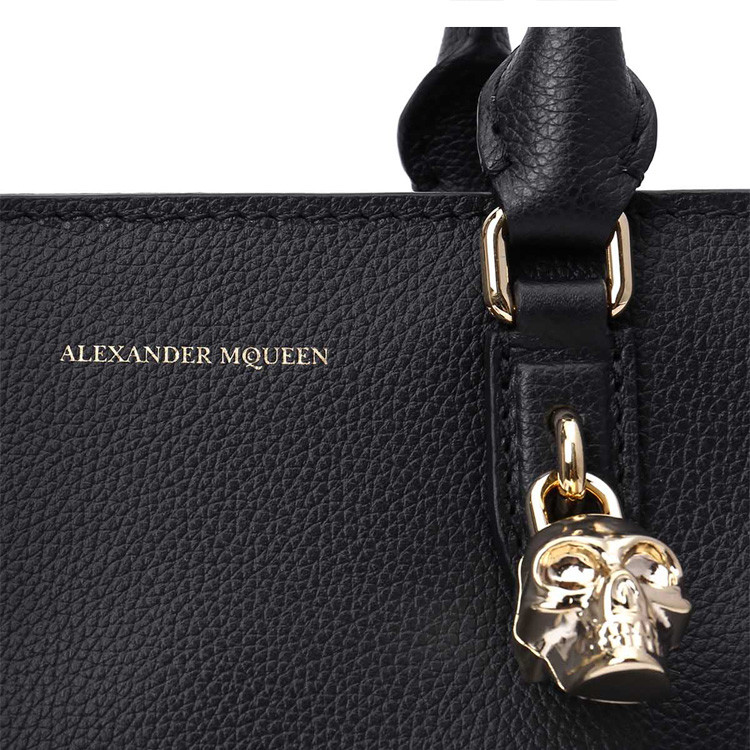 alexander mcqueen/亚历山大麦昆牛皮骷髅头装饰女士手提单肩两用包
